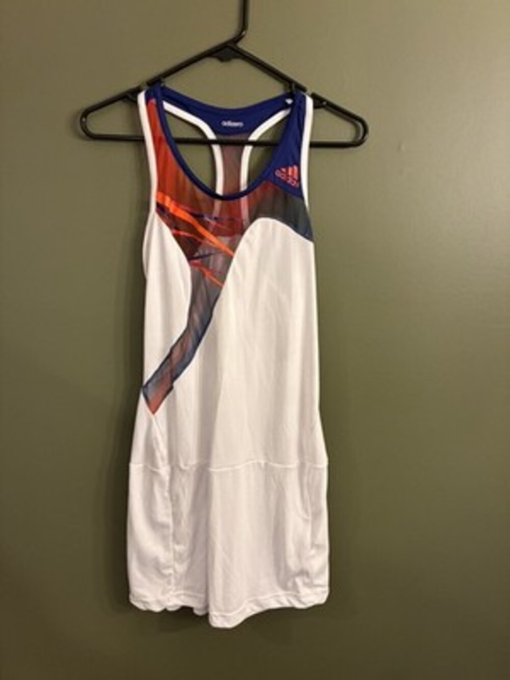 Adidas Adizero Womens L Dress White Blue Red 27” length